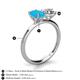 4 - Tanya Oval Shape Turquoise & Cushion Shape GIA Certified Diamond 2 Stone Duo Ring 