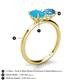 4 - Tanya Oval Shape Turquoise & Cushion Shape Blue Topaz 2 Stone Duo Ring 