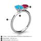 4 - Tanya Oval Shape Turquoise & Cushion Shape Ruby 2 Stone Duo Ring 