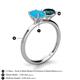 4 - Tanya Oval Shape Turquoise & Cushion Shape London Blue Topaz 2 Stone Duo Ring 