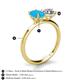 4 - Tanya Oval Shape Turquoise & Cushion Shape Forever Brilliant Moissanite 2 Stone Duo Ring 