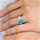 5 - Tanya Oval Shape Turquoise & Cushion Shape Forever Brilliant Moissanite 2 Stone Duo Ring 