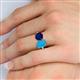5 - Tanya Oval Shape Turquoise & Cushion Shape Blue Sapphire 2 Stone Duo Ring 