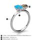 4 - Tanya Oval Shape Turquoise & Cushion Shape Smoky Quartz 2 Stone Duo Ring 