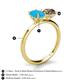 4 - Tanya Oval Shape Turquoise & Cushion Shape Smoky Quartz 2 Stone Duo Ring 