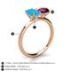 4 - Tanya Oval Shape Turquoise & Cushion Shape Rhodolite Garnet 2 Stone Duo Ring 