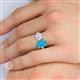 5 - Tanya Oval Shape Turquoise & Cushion Shape IGI Certified Lab Grown Diamond 2 Stone Duo Ring 