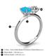 4 - Tanya Oval Shape Turquoise & Cushion Shape Forever One Moissanite 2 Stone Duo Ring 