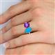5 - Tanya Oval Shape Turquoise & Cushion Shape Amethyst 2 Stone Duo Ring 
