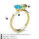 4 - Tanya Oval Shape Turquoise & Cushion Shape Peridot 2 Stone Duo Ring 