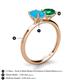 4 - Tanya Oval Shape Turquoise & Cushion Shape Emerald 2 Stone Duo Ring 