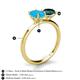 4 - Tanya Oval Shape Turquoise & Cushion Shape London Blue Topaz 2 Stone Duo Ring 