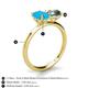 4 - Tanya Oval Shape Turquoise & Cushion Shape Lab Created Alexandrite 2 Stone Duo Ring 