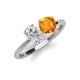 3 - Tanya Oval Shape White Sapphire & Cushion Shape Citrine 2 Stone Duo Ring 