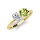 5 - Tanya Oval Shape White Sapphire & Cushion Shape Peridot 2 Stone Duo Ring 