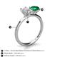 4 - Tanya Oval Shape White Sapphire & Cushion Shape Emerald 2 Stone Duo Ring 