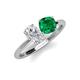 5 - Tanya Oval Shape White Sapphire & Cushion Shape Emerald 2 Stone Duo Ring 