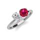 5 - Tanya Oval Shape White Sapphire & Cushion Shape Ruby 2 Stone Duo Ring 