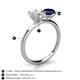 4 - Tanya Oval Shape White Sapphire & Cushion Shape Blue Sapphire 2 Stone Duo Ring 
