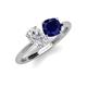 5 - Tanya Oval Shape White Sapphire & Cushion Shape Blue Sapphire 2 Stone Duo Ring 
