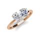 5 - Tanya Oval Shape White Sapphire & Cushion Shape GIA Certified Diamond 2 Stone Duo Ring 