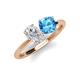 5 - Tanya Oval Shape White Sapphire & Cushion Shape Blue Topaz 2 Stone Duo Ring 