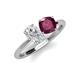 5 - Tanya Oval Shape White Sapphire & Cushion Shape Rhodolite Garnet 2 Stone Duo Ring 