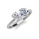 5 - Tanya Oval Shape White Sapphire & Cushion Shape IGI Certified Lab Grown Diamond 2 Stone Duo Ring 