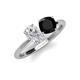 5 - Tanya Oval Shape White Sapphire & Cushion Shape Black Onyx 2 Stone Duo Ring 