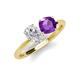 3 - Tanya Oval Shape White Sapphire & Cushion Shape Amethyst 2 Stone Duo Ring 