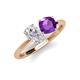 5 - Tanya Oval Shape White Sapphire & Cushion Shape Amethyst 2 Stone Duo Ring 