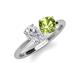 5 - Tanya Oval Shape White Sapphire & Cushion Shape Peridot 2 Stone Duo Ring 