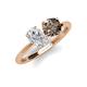 5 - Tanya Oval Shape White Sapphire & Cushion Shape Smoky Quartz 2 Stone Duo Ring 