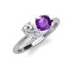 5 - Tanya Oval Shape White Sapphire & Cushion Shape Amethyst 2 Stone Duo Ring 