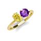 5 - Tanya Oval Shape Yellow Sapphire & Cushion Shape Amethyst 2 Stone Duo Ring 