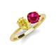 5 - Tanya Oval Shape Yellow Sapphire & Cushion Shape Ruby 2 Stone Duo Ring 