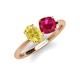 3 - Tanya Oval Shape Yellow Sapphire & Cushion Shape Ruby 2 Stone Duo Ring 