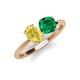 5 - Tanya Oval Shape Yellow Sapphire & Cushion Shape Emerald 2 Stone Duo Ring 