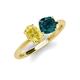 5 - Tanya Oval Shape Yellow Sapphire & Cushion Shape London Blue Topaz 2 Stone Duo Ring 
