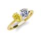 5 - Tanya Oval Shape Yellow Sapphire & Cushion Shape Forever One Moissanite 2 Stone Duo Ring 
