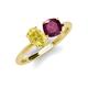 5 - Tanya Oval Shape Yellow Sapphire & Cushion Shape Rhodolite Garnet 2 Stone Duo Ring 