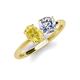 3 - Tanya Oval Shape Yellow Sapphire & Cushion Shape IGI Certified Lab Grown Diamond 2 Stone Duo Ring 