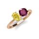 3 - Tanya Oval Shape Yellow Sapphire & Cushion Shape Rhodolite Garnet 2 Stone Duo Ring 