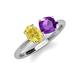 5 - Tanya Oval Shape Yellow Sapphire & Cushion Shape Amethyst 2 Stone Duo Ring 