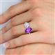 5 - Tanya Oval Shape Amethyst & Cushion Shape GIA Certified Diamond 2 Stone Duo Ring 