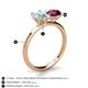 4 - Tanya Oval Shape Aquamarine & Cushion Shape Rhodolite Garnet 2 Stone Duo Ring 