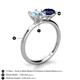 4 - Tanya Oval Shape Aquamarine & Cushion Shape Blue Sapphire 2 Stone Duo Ring 