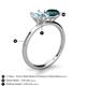 4 - Tanya Oval Shape Aquamarine & Cushion Shape London Blue Topaz 2 Stone Duo Ring 