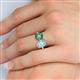 5 - Tanya Oval Shape Aquamarine & Cushion Shape Lab Created Alexandrite 2 Stone Duo Ring 