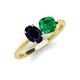 5 - Tanya Oval Shape Blue Sapphire & Cushion Shape Emerald 2 Stone Duo Ring 